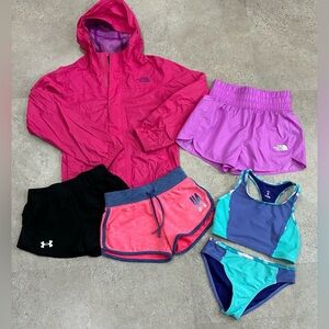 Girls NORTH FACE/UNDER ARMOUR Shorts..Jacket & Swimsuit, sz Medium